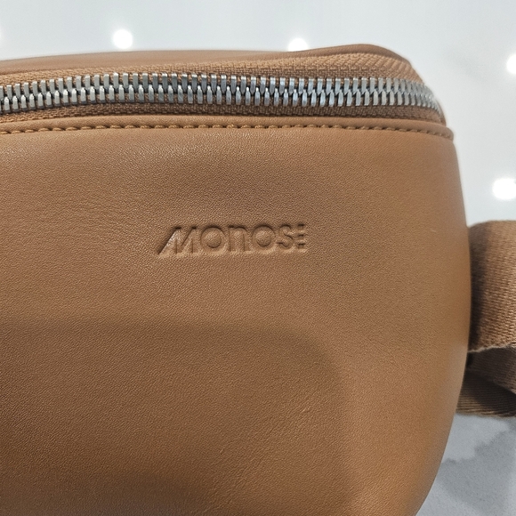 Monos Sling Tan Vegan Leather Unisex Crossbody Bag - Picture 9 of 14